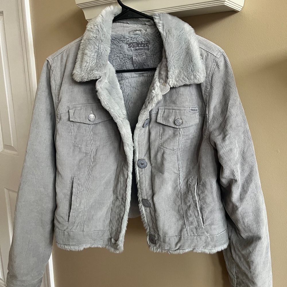 Squeeze Women's Light Gray Corduroy Jacket